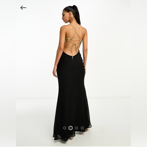 Cut out color block dress in black and gold - Picture 2 of 2